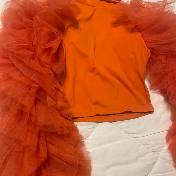 AKIRA Orange Ruffled Blouse - Picture 2 of 6